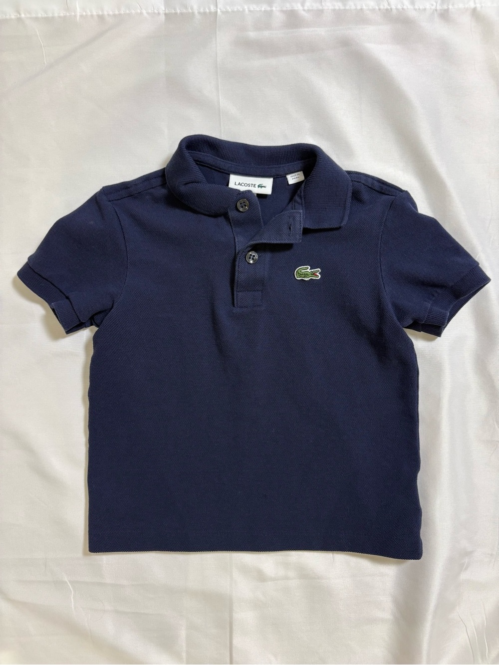 Lacoste Navy Blue Polo Shirt Sz 5 Boys Cotton Preppy Logo Tennis School Classic